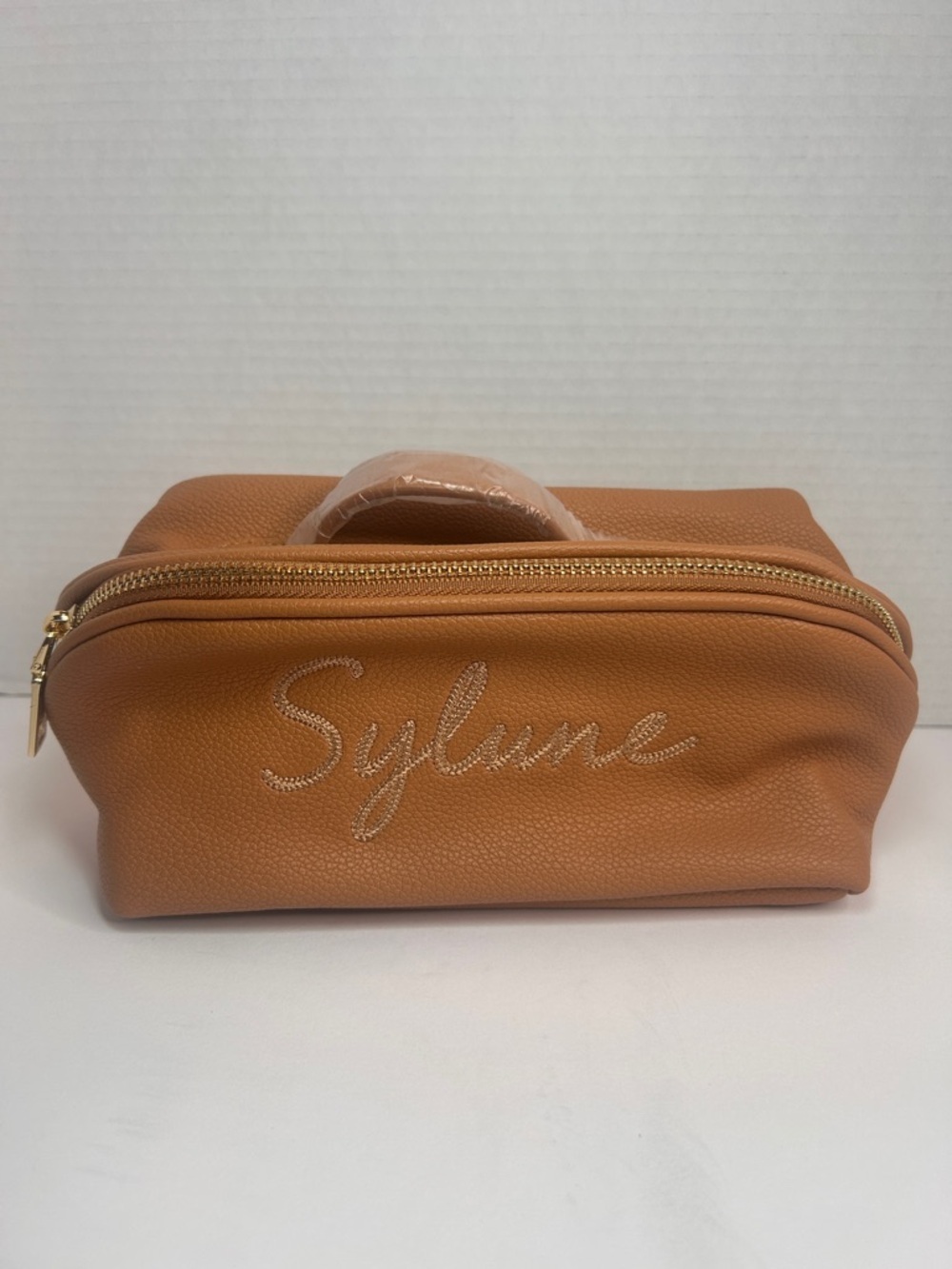 Sylune Classic Makeup Bag , Pebbled Faux Leather , Camel Brown - Picture 7 of 15